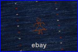 Eye-catching Gabbeh Area Rug Blue Handmade Wool 9x12 ft