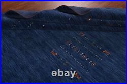 Eye-catching Gabbeh Area Rug Blue Handmade Wool 9x12 ft