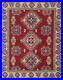 Geometric Red/ Ivory Super Kazak Oriental Area Rug Wool Hand-made Carpet 5’x6