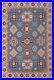 Vegetable Dye Blue/ Ivory Super Kazak Geometric Oriental Living Room Rug 8’x12