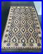 Vintage Geometric Kilim Rug Hand woven Wool Area Carpet 5×8
